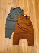 Load image into Gallery viewer, Pinafore pant romper | Grey sage green | 12-18 mths | Heavier weight