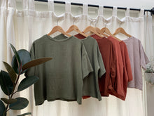 Load image into Gallery viewer, Adult boxy tee | Olive sage green | One size