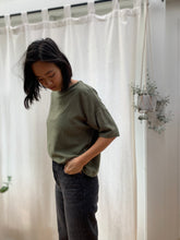 Load image into Gallery viewer, Adult boxy tee | Olive sage green | One size