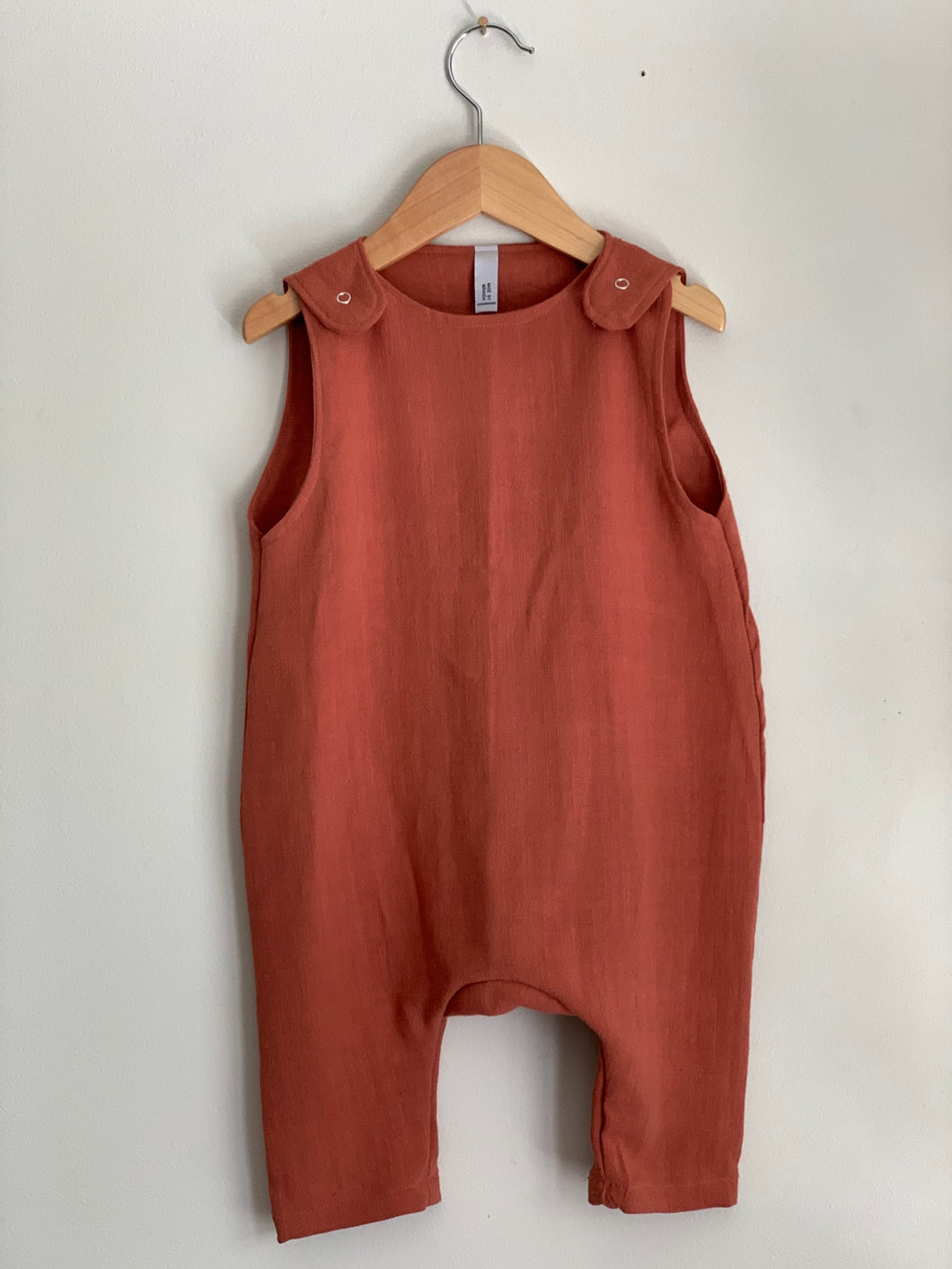 Pinafore pant romper | Terracotta | 12-18 mths