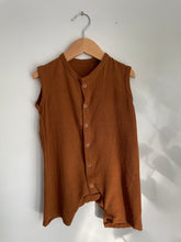 Load image into Gallery viewer, Button up shorts romper | Copper brown | 6-9 mths
