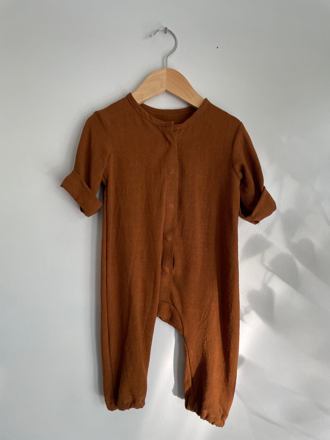 Button up pant romper | Copper brown | 6-9 mths