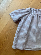 Load image into Gallery viewer, Gathered dress | Taupe and white stripes | 3-6 mths
