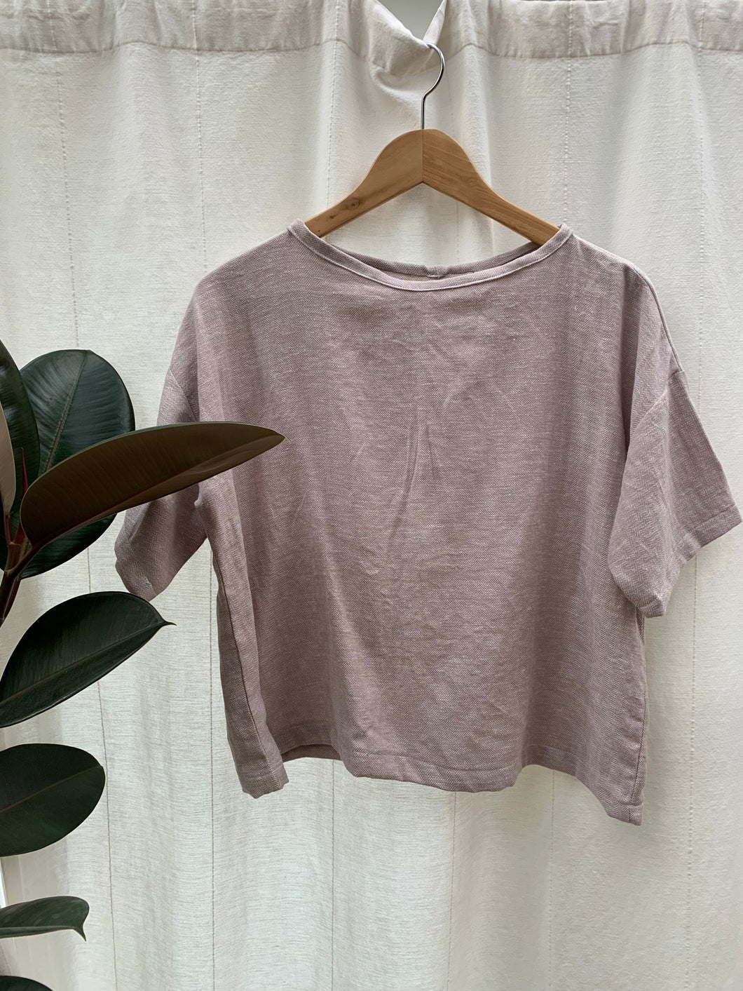 Adult boxy tee | Taupe and white | One size