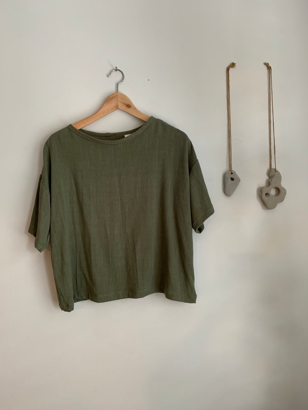 Adult boxy tee | Olive sage green | One size