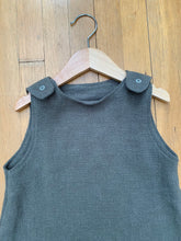 Load image into Gallery viewer, Pinafore pant romper | Grey sage green | 12-18 mths | Heavier weight
